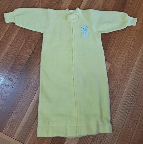 Vintage Other - Vintage Fleece One Piece Baby Sleep Sack Yellow Teddy Bear 3-6 Months Collect